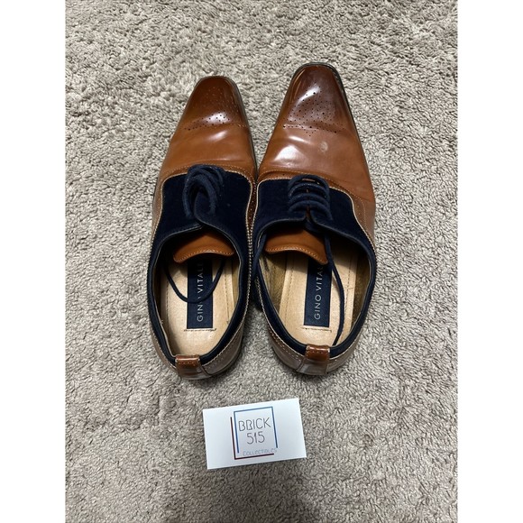 Gino Vitale Men's Lace Up Medallion Toe Dress Shoe Size 9 - Picture 1 of 3